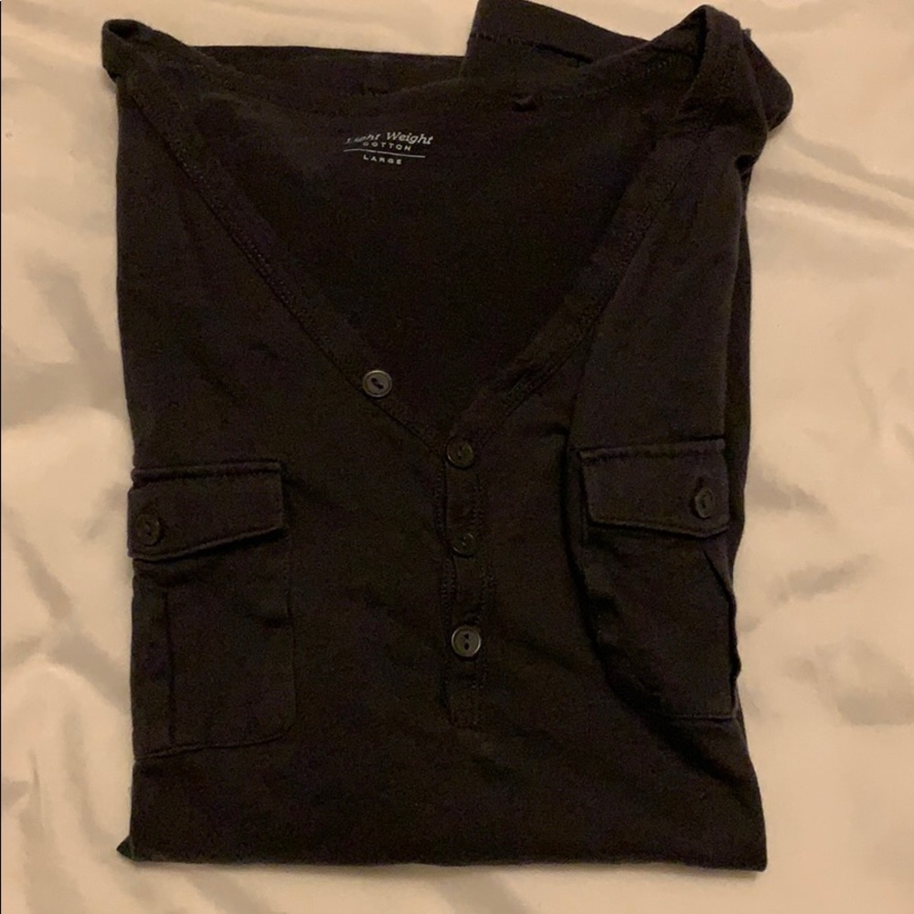 Uniqlo blue-grayish v-neck henley